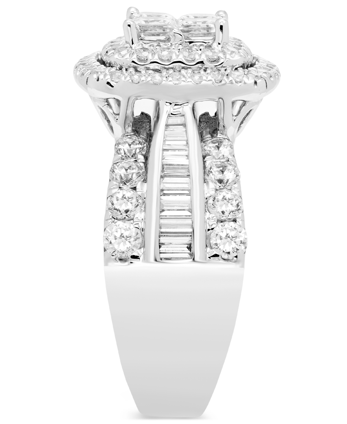 Macy's Diamond Princess Quad Cluster Halo Engagement Ring (2 Ct. T.w.) In 14k White Gold In White Gold