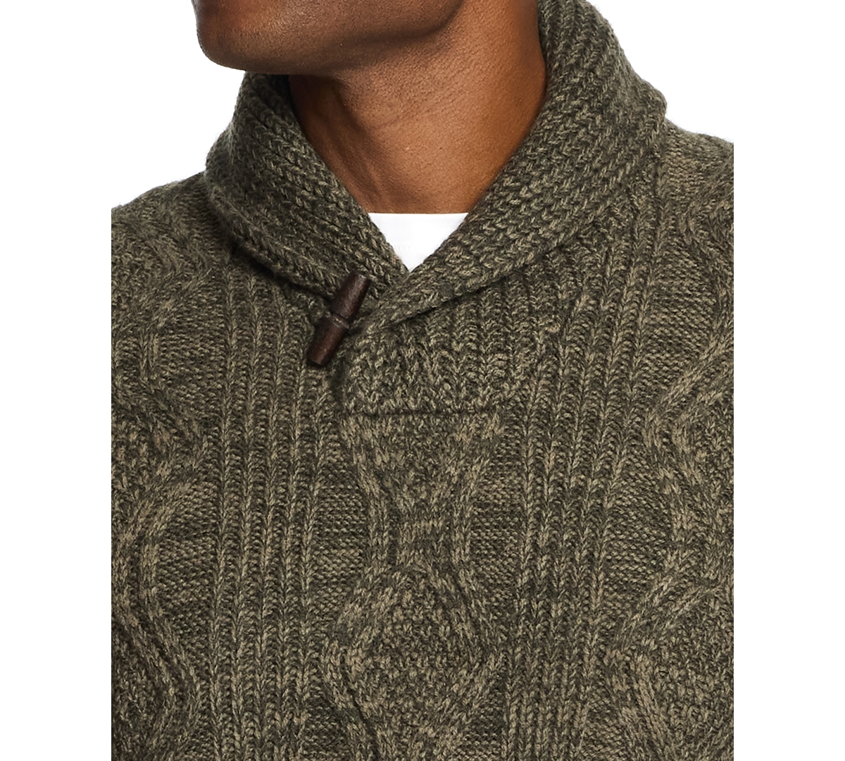 Weatherproof Vintage Men's Chunky Cable Knit Toggle Sweater