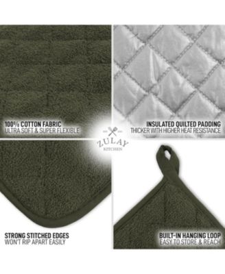 Cotton Pot Holder 7x7 Inch Heat Resistant Quilted Terry Cloth (1 Pack)