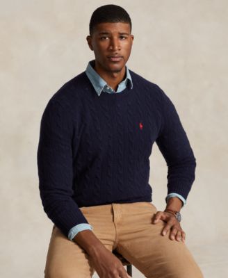 Men's Big & Tall Cable-Knit Wool-Cashmere Sweater