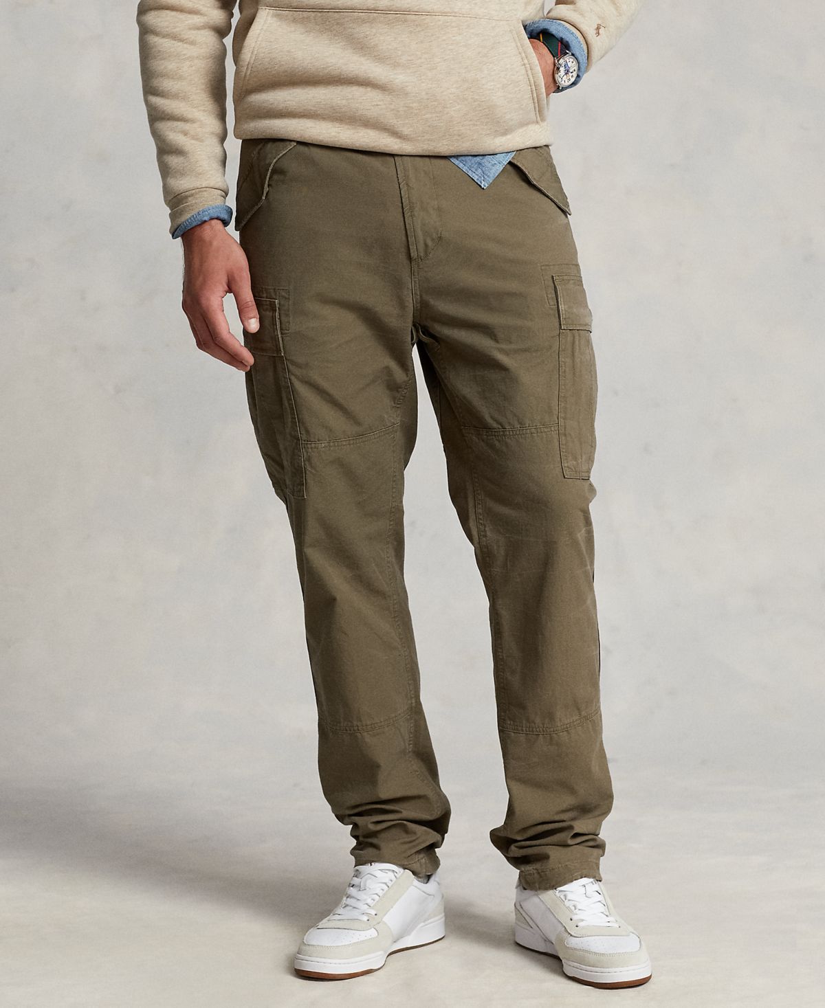 Мужские парусиновые брюки-карго классического зауженного кроя для больших и высоких мужчин