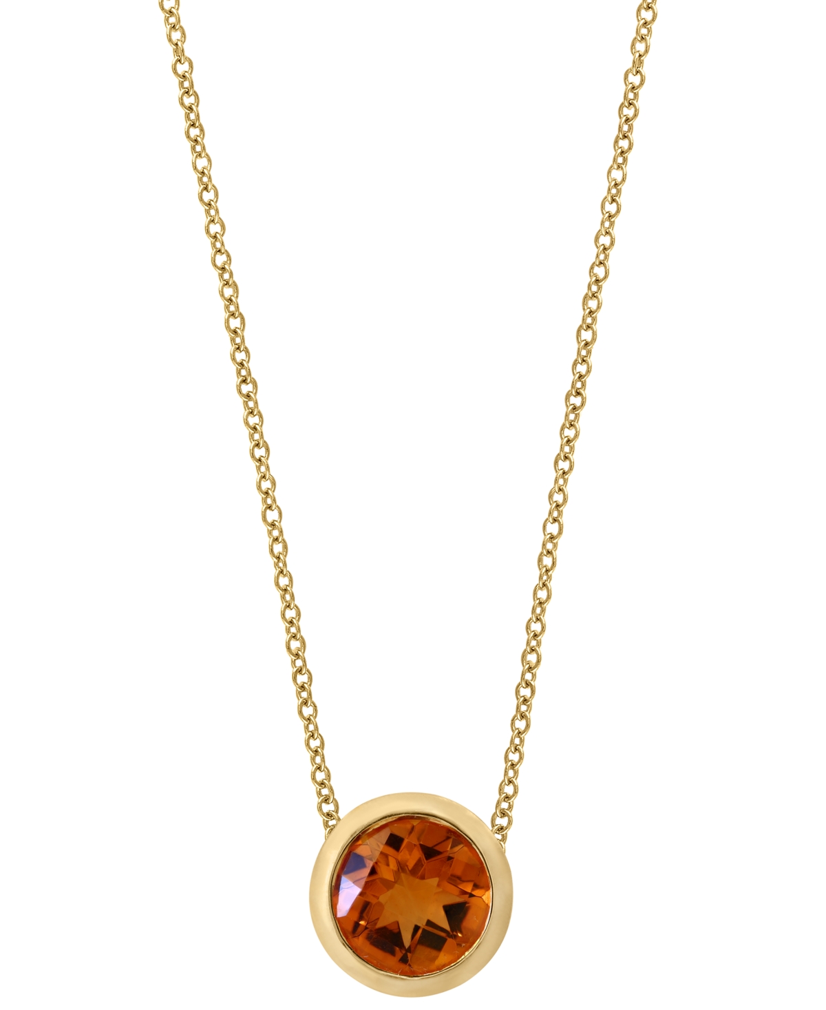 Effy Collection Effy Round Gemstone 18" Pendant Necklace In 14k Gold Plated Silver In Citrine