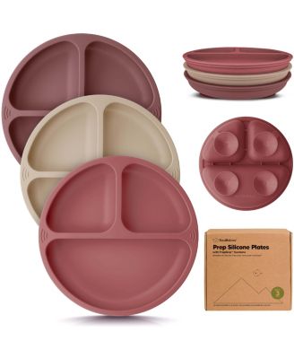 3-Pack Prep Suction Plates for Baby, 100% Silicone Toddler Plates, BPA-Free Divided Baby Plates with Suction