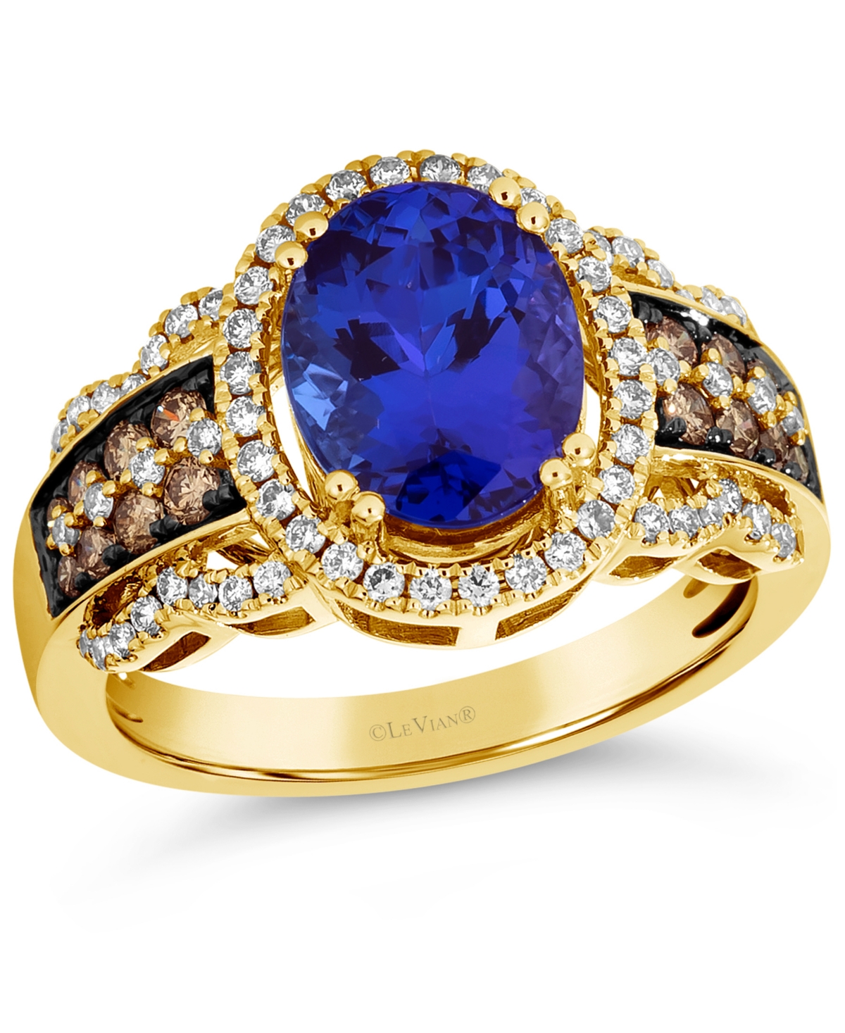 Le Vian Blueberry Tanzanite (2-1/2 Ct. T.w.) & Diamond (5/8 Ct. T.w.) Halo Statement Ring In 14k White Gold In Yellow Gold