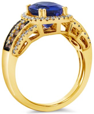Blueberry Tanzanite (2-1/2 ct. t.w.) & Diamond (5/8 ct. t.w.) Halo Statement Ring in 14k White Gold (Also Available in 14K Rose Gold or 14k Yellow Gold)