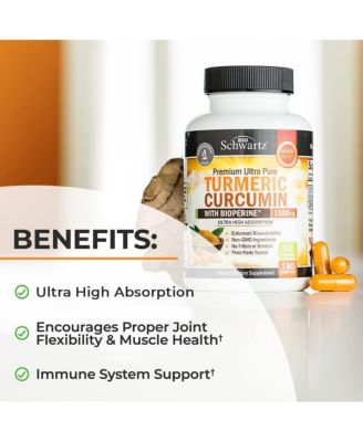 Turmeric Curcumin with BioPerine 1500mg - Natural Joint Support - Non GMO - Gluten Free - 180 Capsules