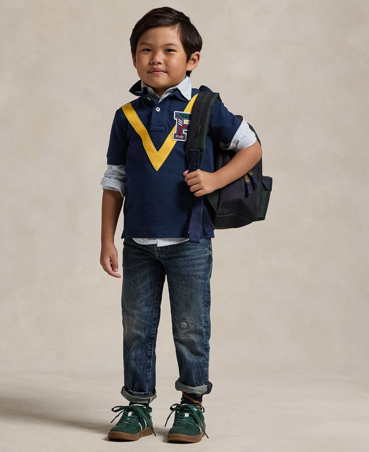 Polo Ralph Lauren Toddler and Little Boys Cotton Mesh Letterman Polo Shirt