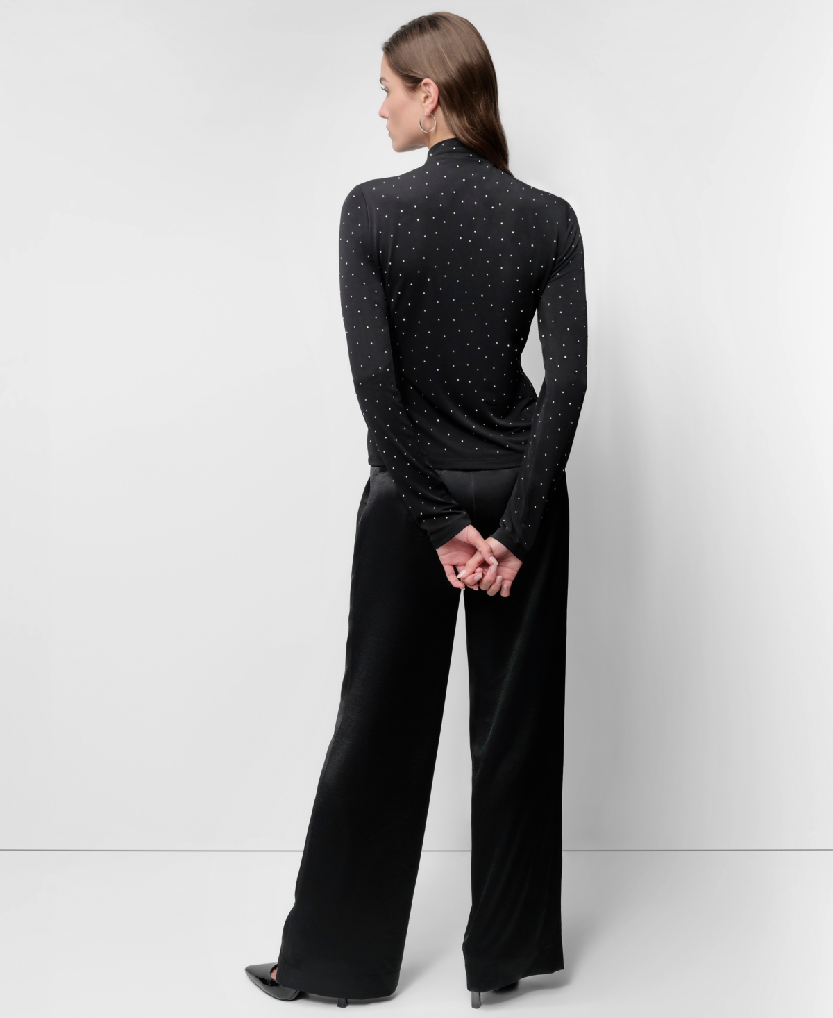 Dkny Women's Embellished Mock-Neck Long-Sleeve Top
