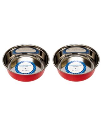 Set of 2 Heavy Gauge Stainless Steel Dog Bowls - Non-Skid, Durable & Rust-Resistant, Perfect for Food & Water