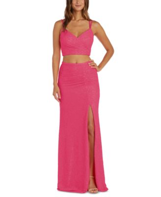 Morgan & Company - Juniors' V-Neck Sequin Top & Skirt Gown