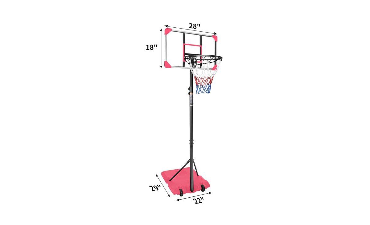Slickblue Portable Basketball Goal System with Stable Base and Wheels - Black