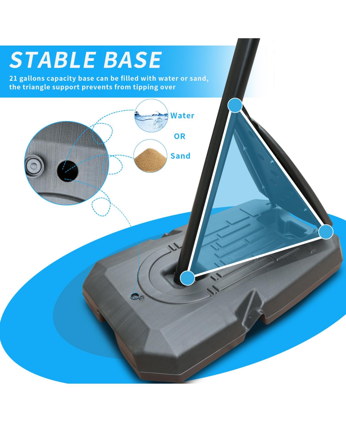 Slickblue Outdoor Basketball Hoop with Height Adjustment for Versatile Play - Grey