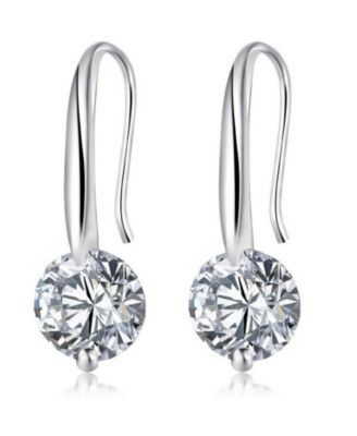 Crystal Dangle Earrings with 15 Carat Cubic Zirconia Stone - Silver 41$