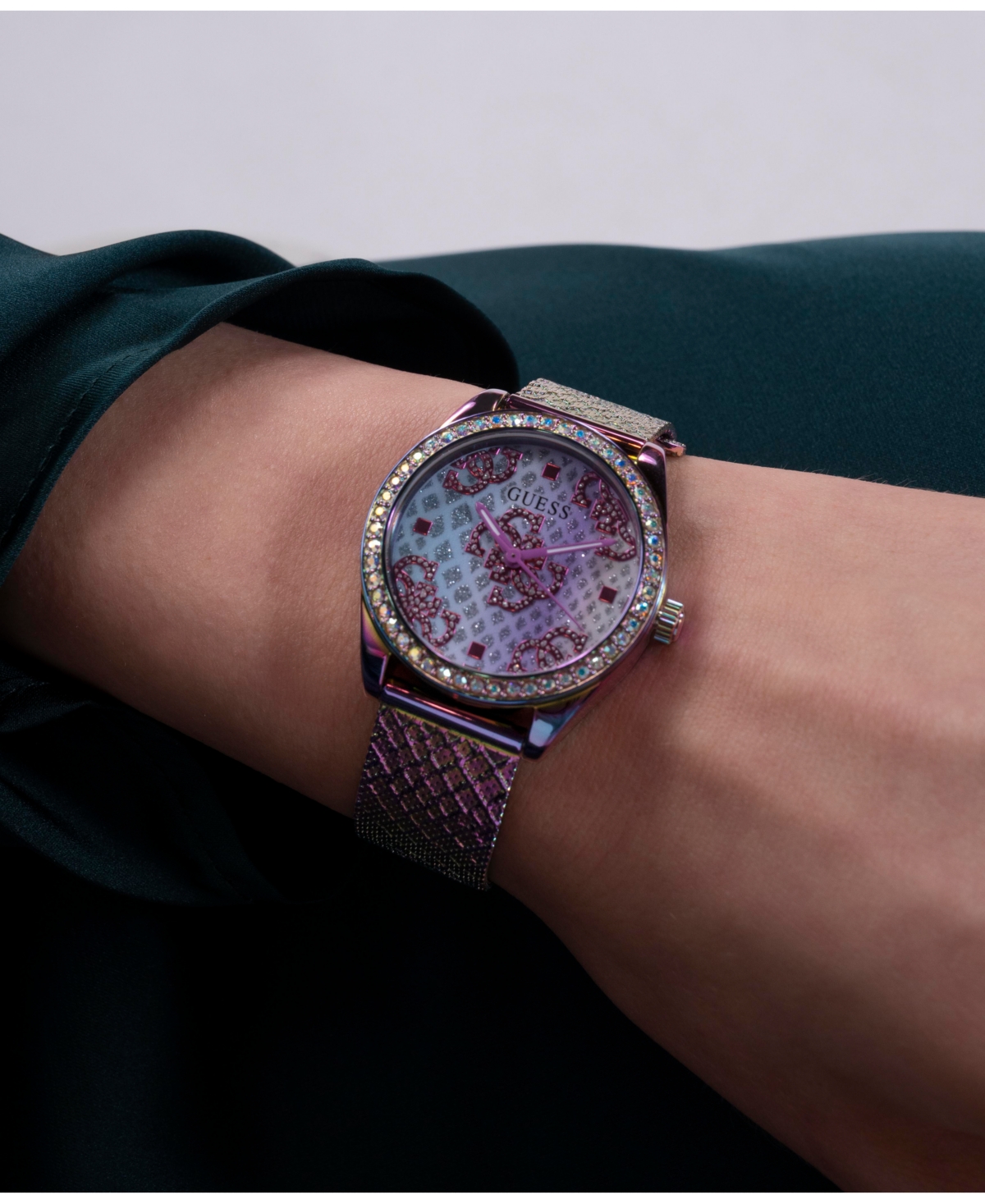 Guess Women's Analog Iridescent Mesh Watch 32mm In Iridescent