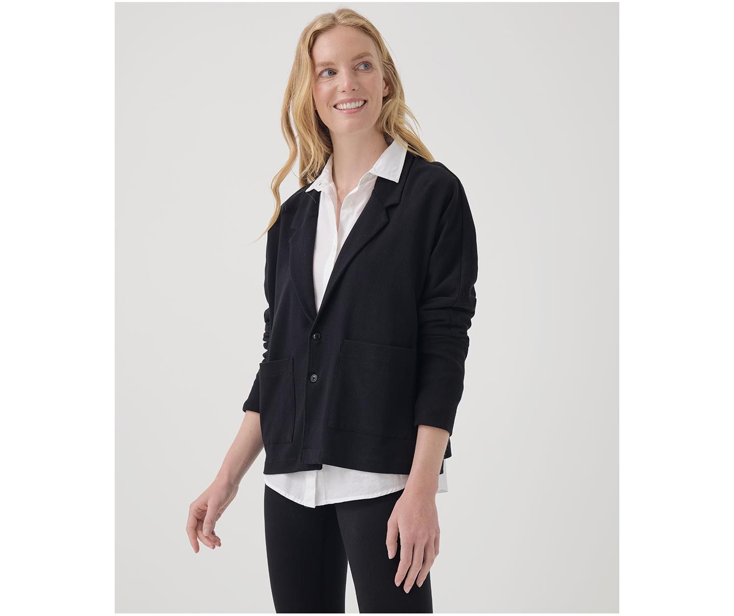 Женский пиджак Pact Organic Cotton Airplane Relaxed Blazer, цвет: Чёрный — фото 4