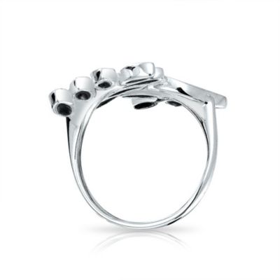 Nature Ivy Rainbow Shell Nature Wrap Ivy Laurel Vine Leaf Bypass Abalone Ring .925 Sterling Silver