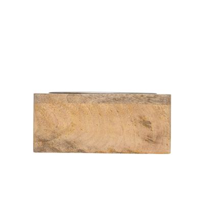 Elegant Stainless Steel Dog Bowl with Square Mango Wood Holder, Perfect for Modern Pet Homes – 1 qt