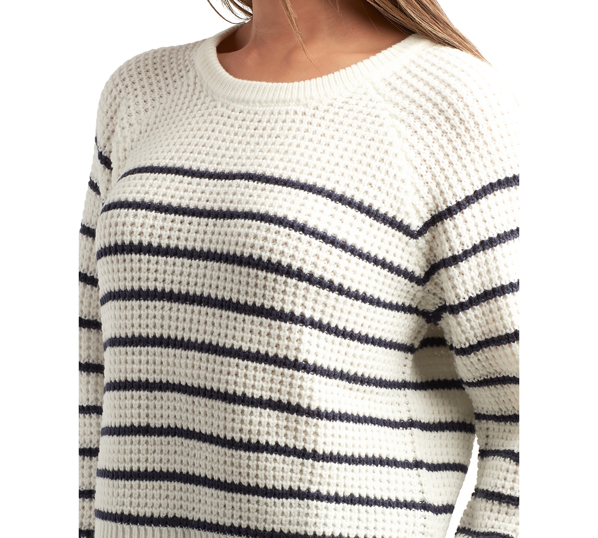 Bcx Juniors' Striped Waffle-Knit Long-Sleeve Pullover Sweater - Color 2