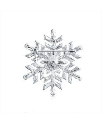 Christmas Crystal Simulated White Pearl Snowflake Brooch Scarf Pin