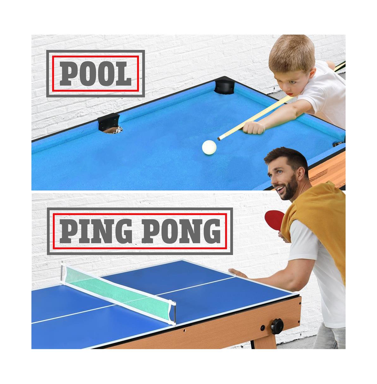 SereneLife 5-in-1 Foldable Multi-Function Game Table with Foosball, Pool, Bowling, Shuffleboard, and Ping Pong
