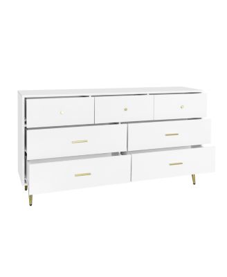 Modern Chest of Drawers – 7-Drawer Dresser with Golden Handles & Legs, Stylish Storage for Bedroom