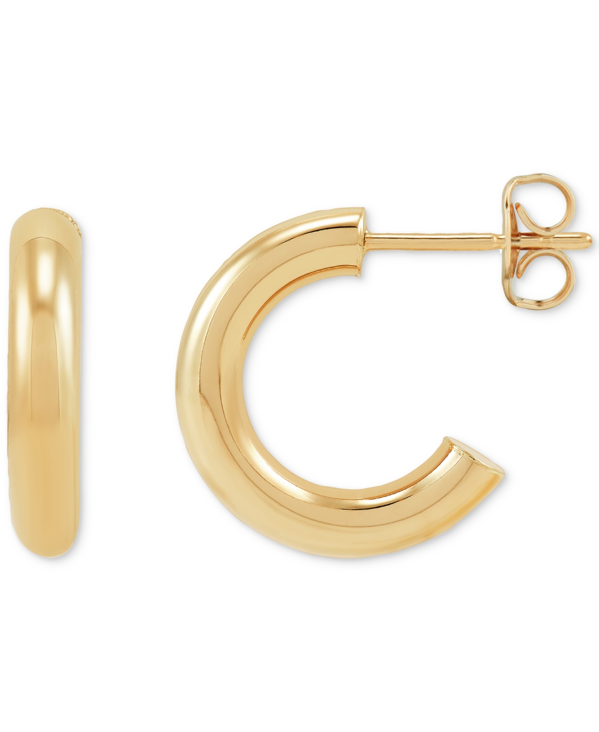 Macy's 2-pc. Set Polished & Beaded Small Hoop Earrings In 10k Gold, 1/2" & 3/4" In Gold