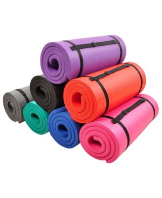 1" Extra Thick Exercise Fitness Yoga Mat w/ Carry Strap, Pink