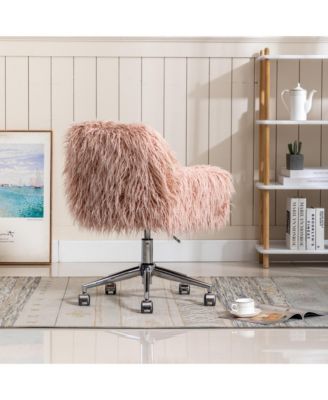 Modern Faux fur home office chair, fluffy chair for girls, makeup vanity Chair