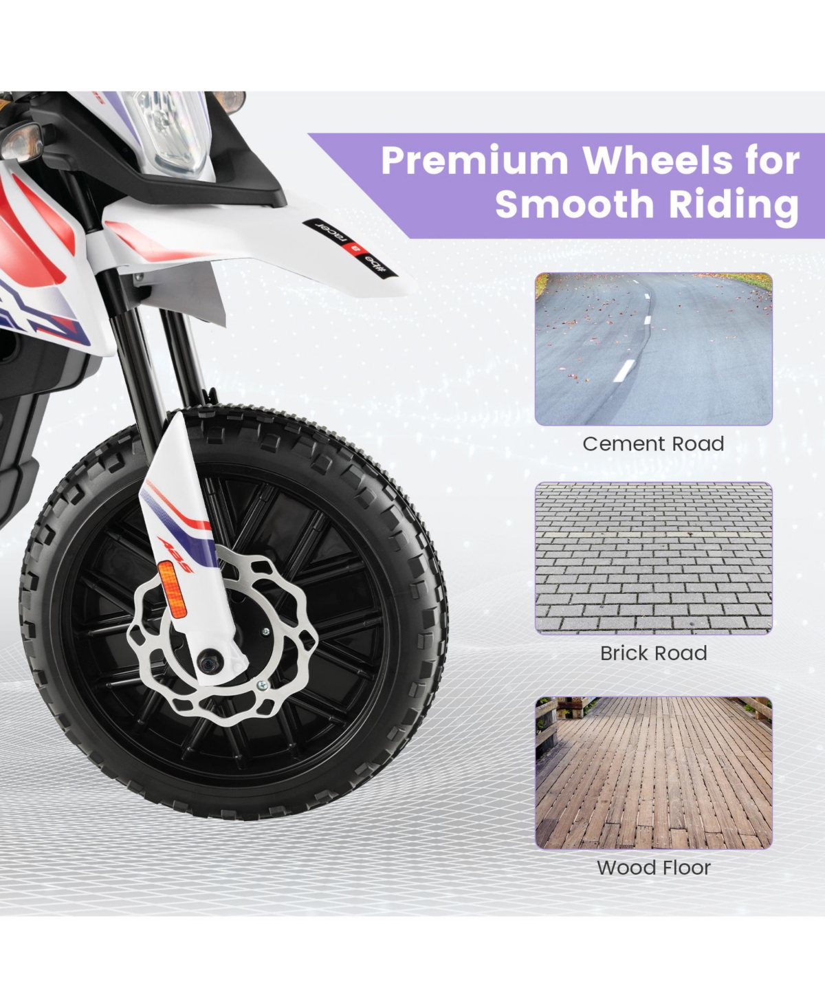 Costway 12V Licensed Aprilia Kids Ride On Motorcycle Electric Dirt Bike with Light & Music