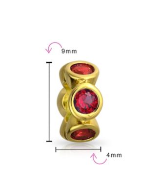 Cubic Zirconia CZ Spacer Charm Bead Gold Plated .925 Sterling Silver Fits European Bracelet