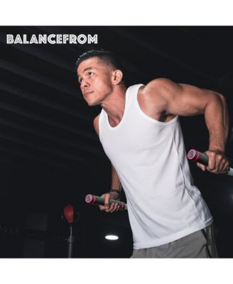 BalanceFrom Multi-Function Home Gym Exercise Dip Stand, 500lb Capacity, Red