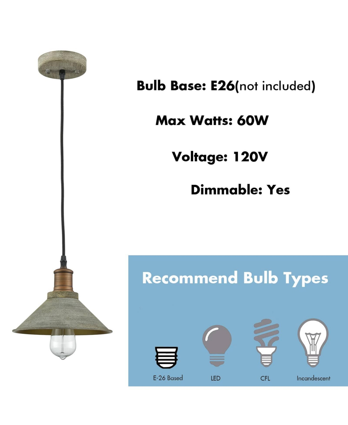 Moose Farmhouse Mini Pendant Lights Antique Gray Umbrella Shade Pendant