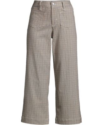 Women's Printed Twill High Rise 5 Pocket Wide Leg Crop Pants