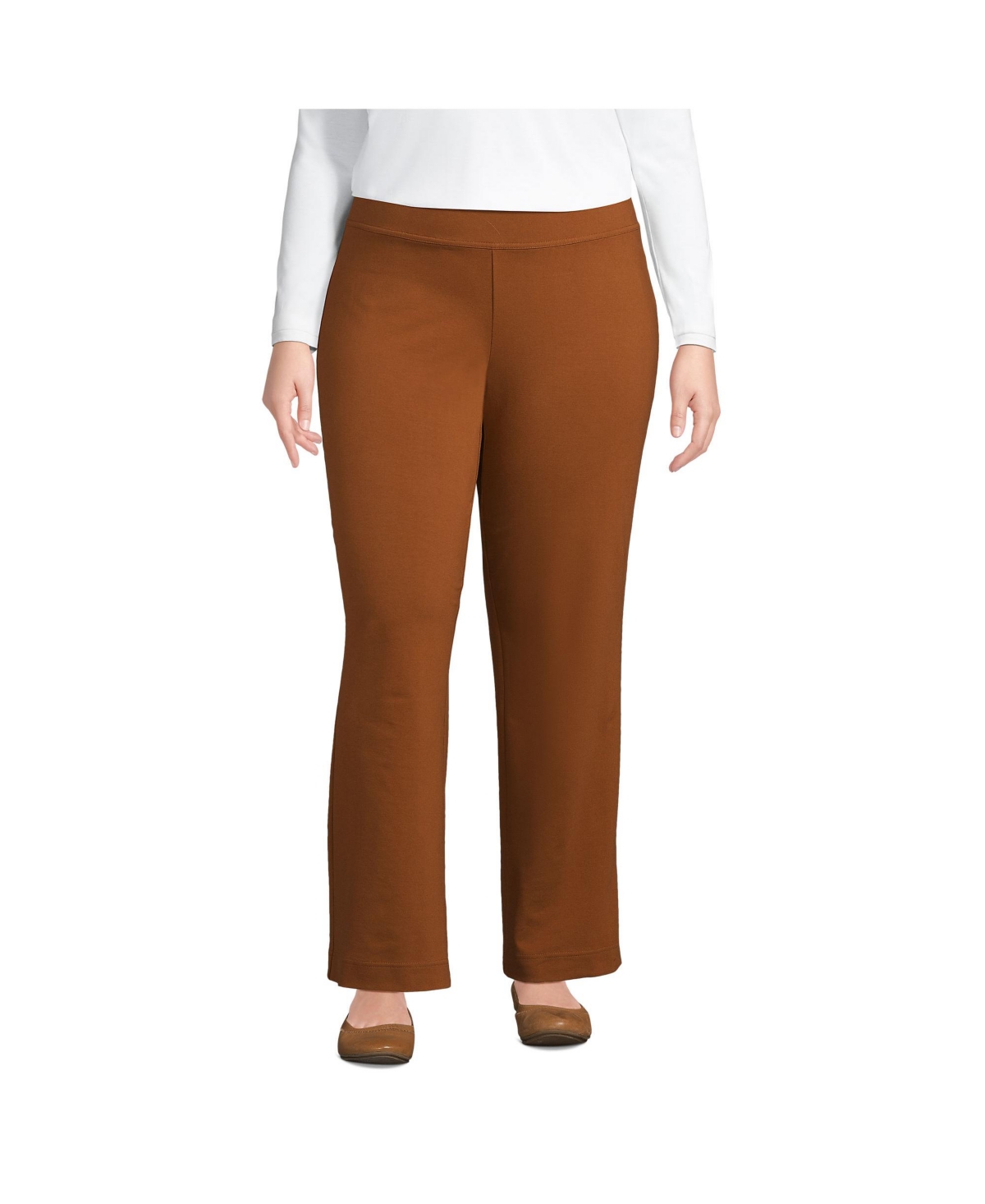Plus Size Starfish Mid Rise Straight Leg Pants - Dark caramel