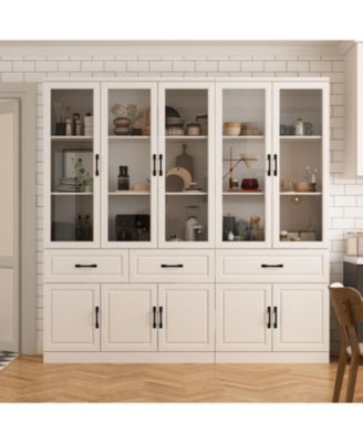 12-Shelf White Wood Standard Bookcase With Adjustable Shelves Drawer