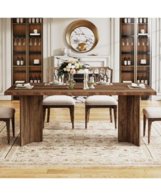 63-inch Dining Table for 4-6, Farmhouse Kitchen Table with Large Tabletop, Rectangular Dinner Eating Table