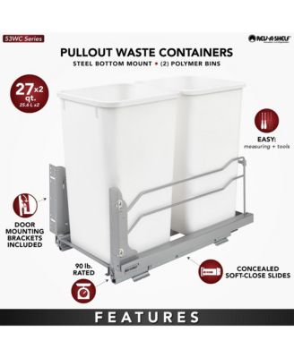 Double Pullout Trash Can 27 qt. with Soft-close, 53WC-1527SCDM-213
