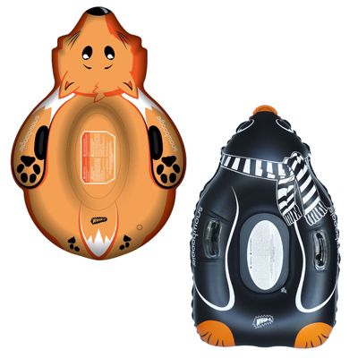 Winter Single Rider Snow Tube, 44" Inflatable Animal Sled, Outdoor Snow Toys with Two Handle