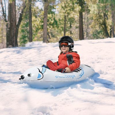 Winter Single Rider Snow Tube, 44" Inflatable Animal Sled, Outdoor Snow Toys with Two Handle