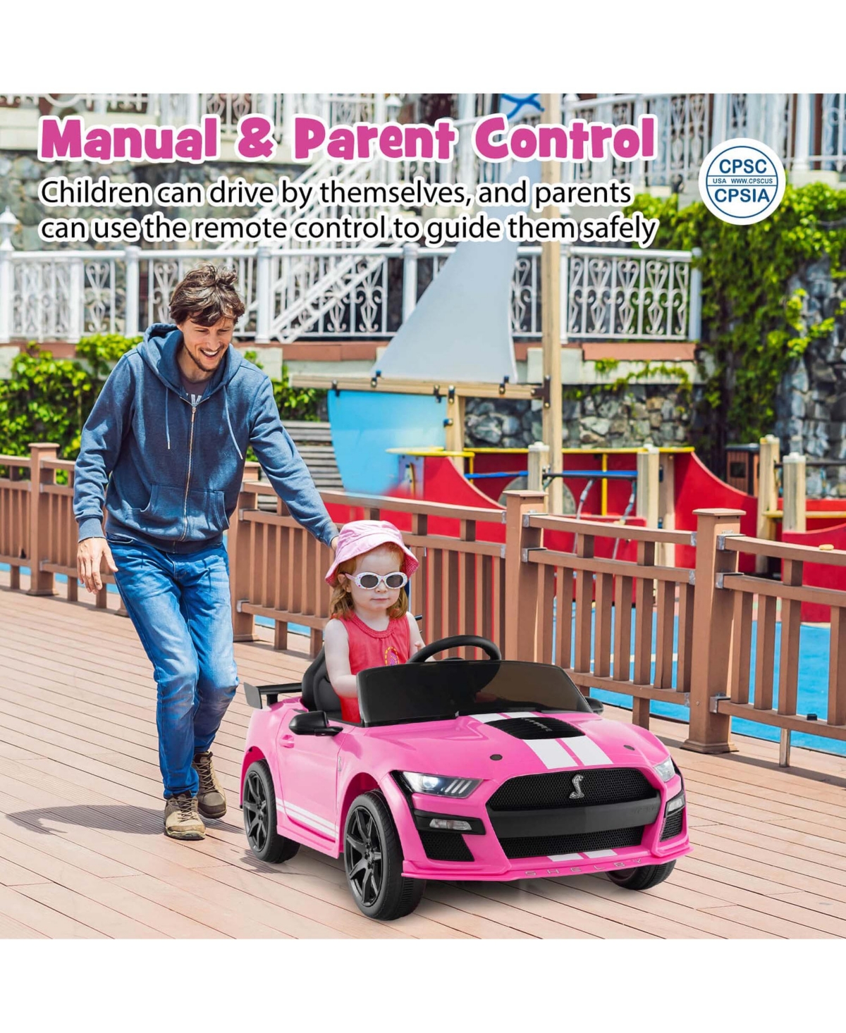 Costway 12V Licensed Ford Mustang Shelby GT500 Kids Ride on Car with Remote Control