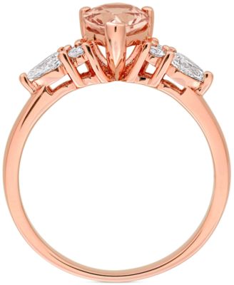 Morganite (1 ct. t.w.) & Diamond (3/8 ct. t.w.) Pear Ring in 14k Rose Gold