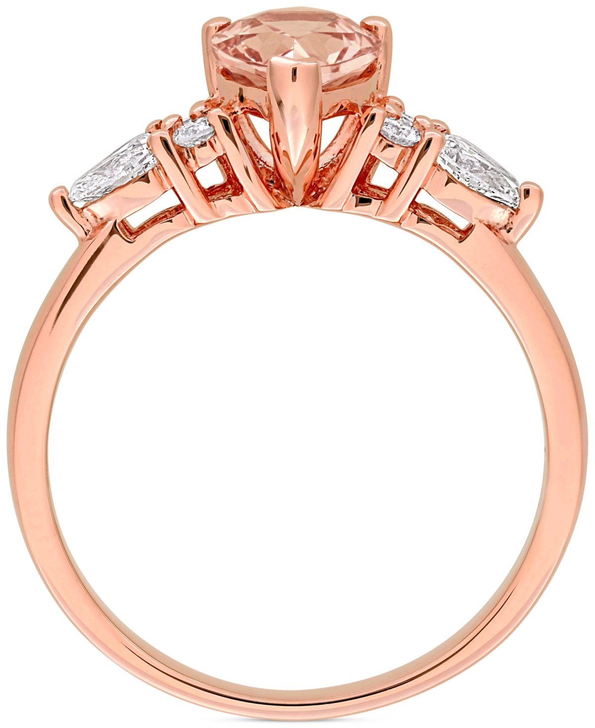 Macy's Morganite (1 Ct. T.w.) & Diamond (3/8 Ct. T.w.) Pear Ring In 14k Rose Gold In Morganite