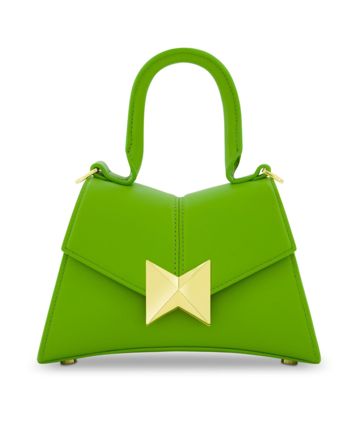 Gold Hardware Detail Angular Mini Leather Handbag - Pear