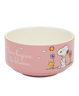 Snoopy 6 Pack Stackable 5.5" Decorated Stoneware Bowl Set W/ Plate