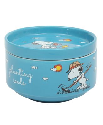 Snoopy 6 Pack Stackable 5.5" Decorated Stoneware Bowl Set W/ Plate