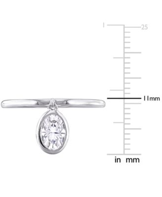 Moissanite Bezel Oval Dangle Ring (1 ct. t.w.) in Sterling Silver