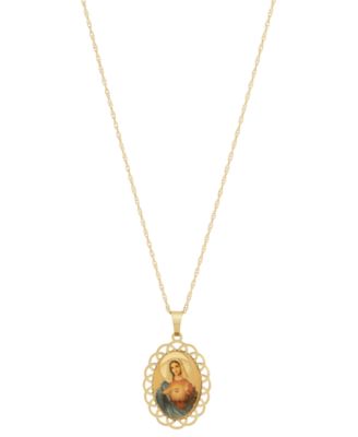 Macy's - Virgin Mary Picture Filigree Frame 18" Pendant Necklace in 10k Gold