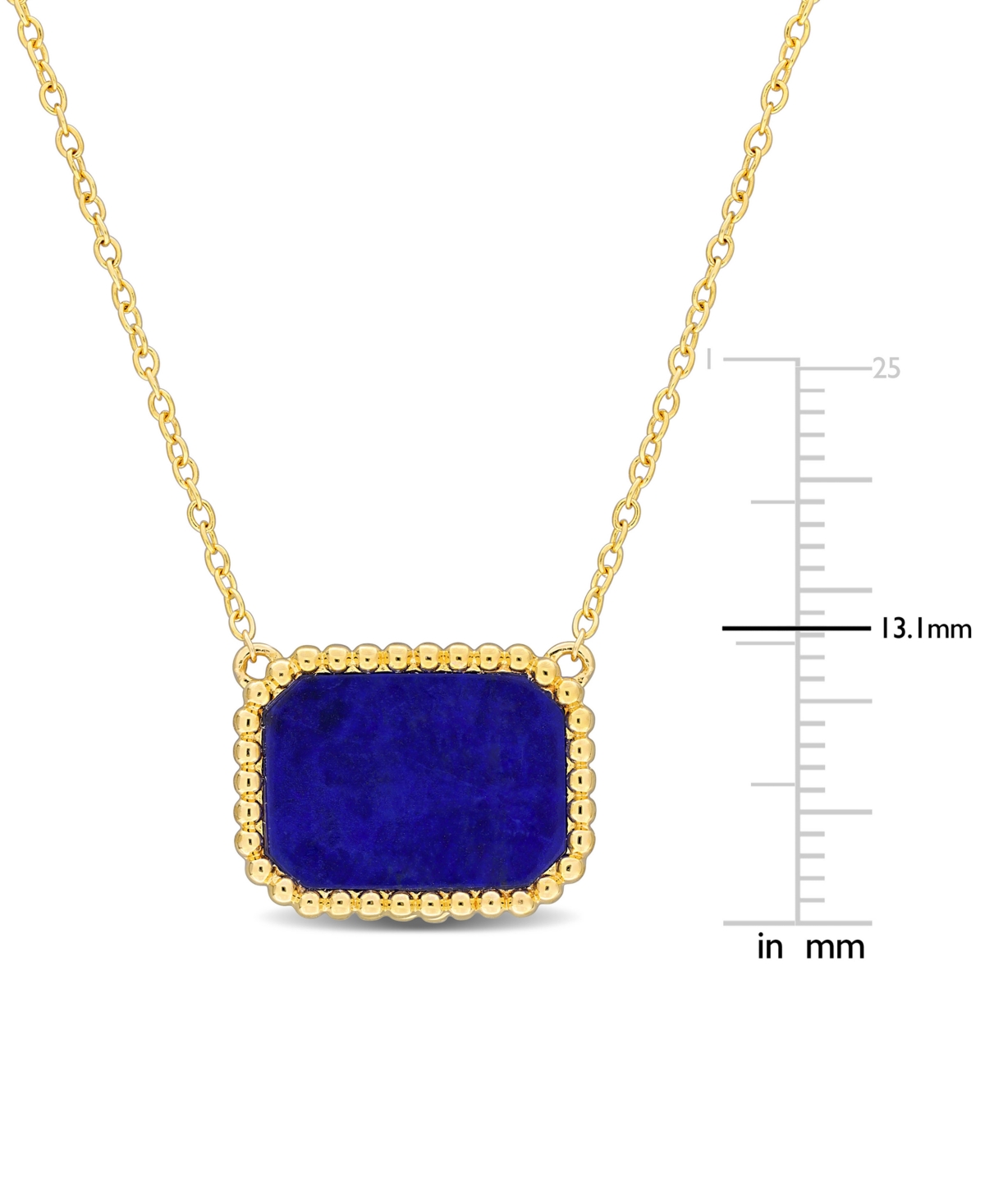 Macy's Black Agate Bead-framed Rectangular 17" Pendant Necklace In Sterling Silver (also In Hematite, Lapis In Lapis