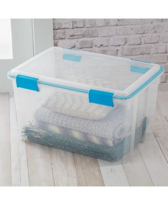 54 Quart Gasket Box, Stackable Storage Bin with Latching Lid, 4 Pack
