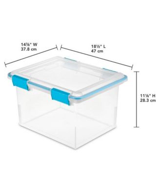 Large 32 Qt Home Storage Container Tote with Latching Lids, (4 Pack)